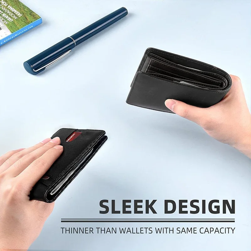 Rfid Airtag Wallets Carbon Fiber Leather Men Wallet Credit Card Holder for Air Tag Wallet Black Luxury Minimalist Wallet for Men