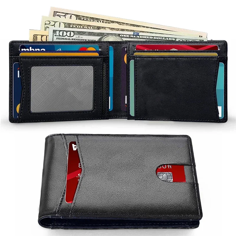 Rfid Airtag Wallets Carbon Fiber Leather Men Wallet Credit Card Holder for Air Tag Wallet Black Luxury Minimalist Wallet for Men