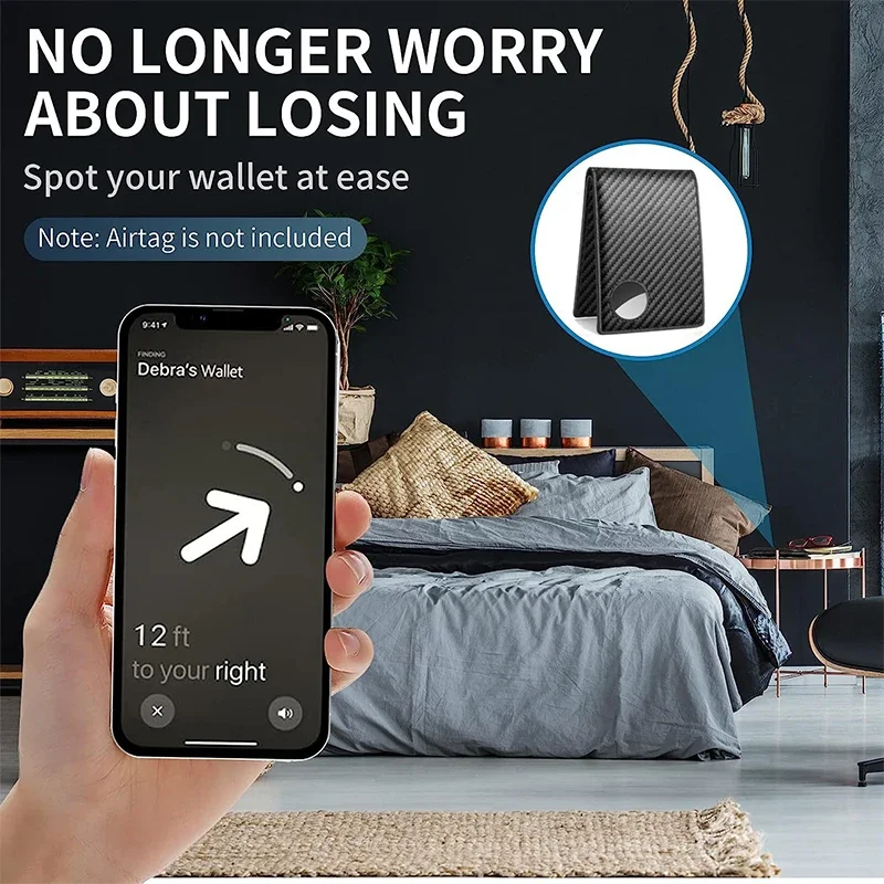 Rfid Airtag Wallets Carbon Fiber Leather Men Wallet Credit Card Holder for Air Tag Wallet Black Luxury Minimalist Wallet for Men
