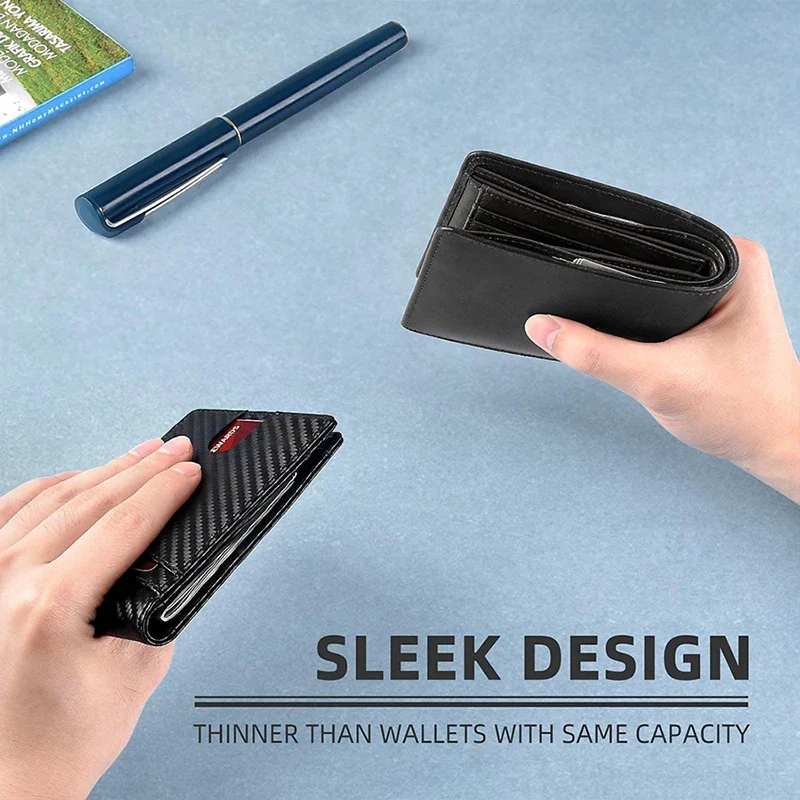 Rfid Airtag Wallets Carbon Fiber Leather Men Wallet Credit Card Holder for Air Tag Wallet Black Luxury Minimalist Wallet for Men