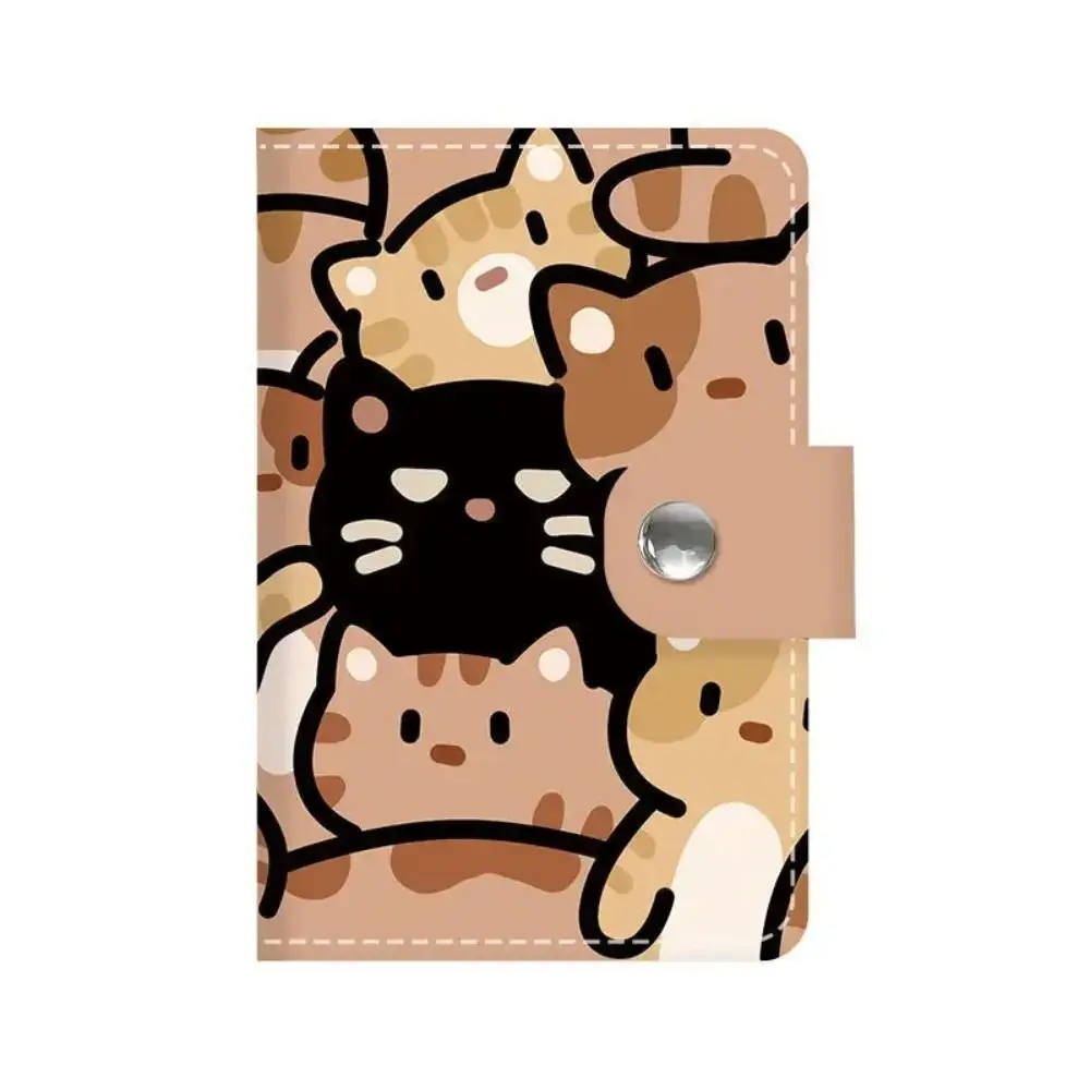 Cute Cat Print Card Holder Women Large Capacity Mini Wallet Cartoon Multi-Card Holder Small Card Case Portable ID Storage Bag