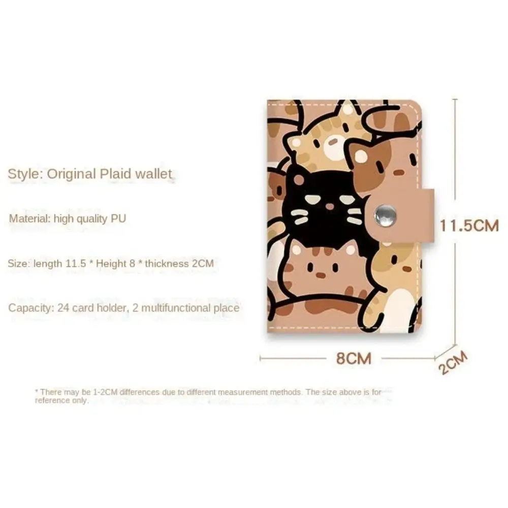Cute Cat Print Card Holder Women Large Capacity Mini Wallet Cartoon Multi-Card Holder Small Card Case Portable ID Storage Bag