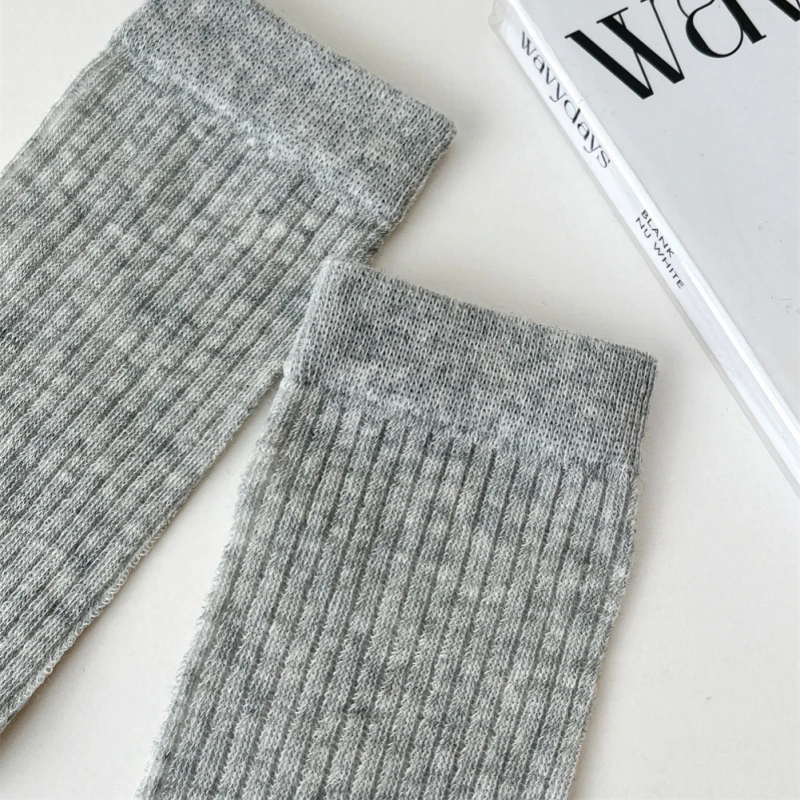 Horetong Lolita Long Socks Women Fashion JK Sweet Girls Thin Japanese Solid Color Socks Cotton Breathable Female Spring Summer