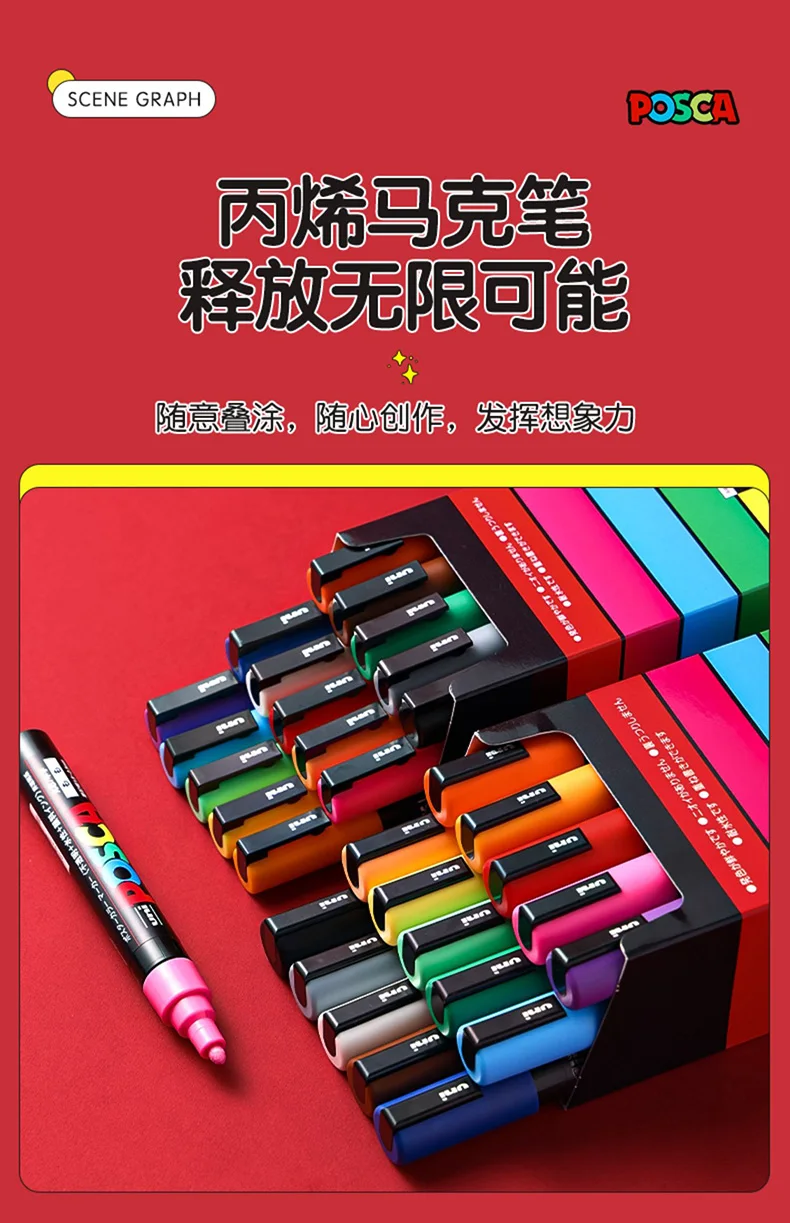 POSCA Permanent Marker or Multi-Function Carrying Case, Zippered Canvas Pen Holder for 72 Markers Lipsticks Organize Stationary