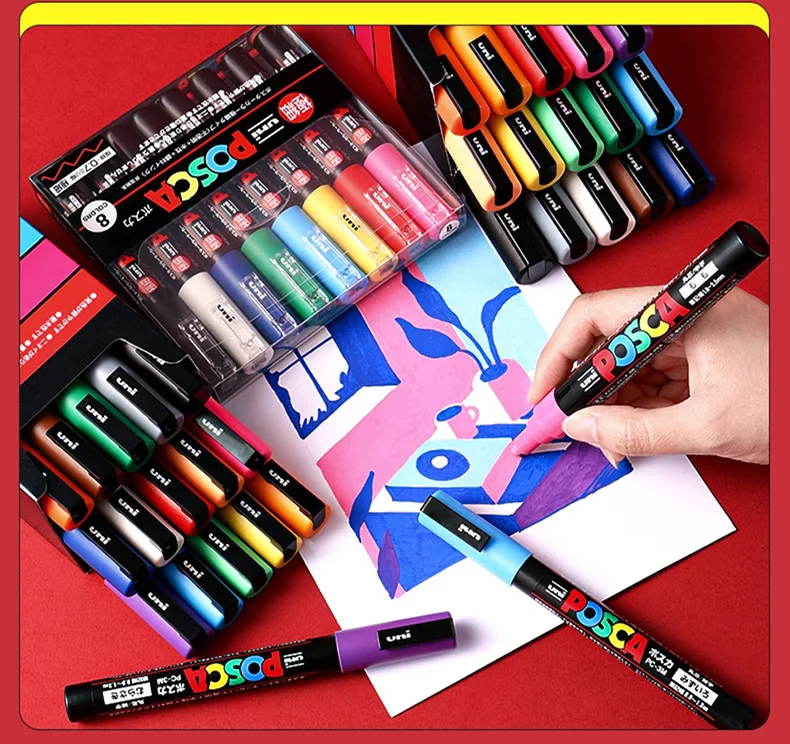 POSCA Permanent Marker or Multi-Function Carrying Case, Zippered Canvas Pen Holder for 72 Markers Lipsticks Organize Stationary