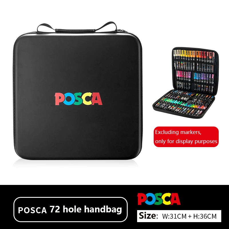 POSCA Permanent Marker or Multi-Function Carrying Case, Zippered Canvas Pen Holder for 72 Markers Lipsticks Organize Stationary