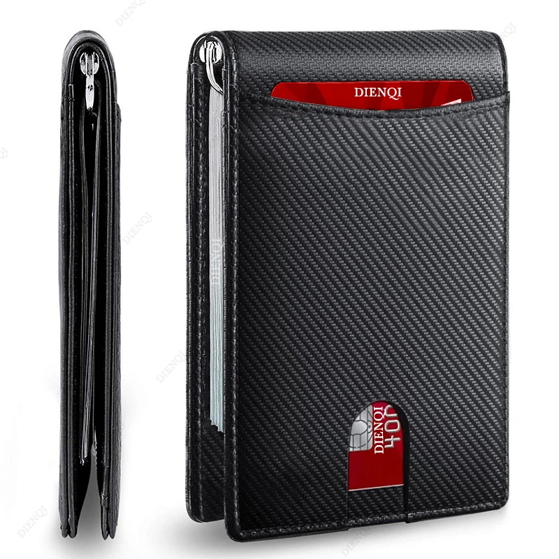 Synthetic Leather Slim Smart Wallet for Men Credit Card Holder Money Clip RFID Blocking Men Thin Bifold Wallet Walet Money Bag