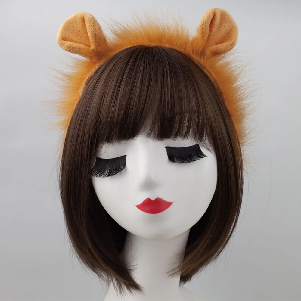 Lion Headband Tail Gloves Cosplay Kawaii Animal Ears Headdress Tie Halloween Party Wearings Adults Xmas Decor DIY Accessories