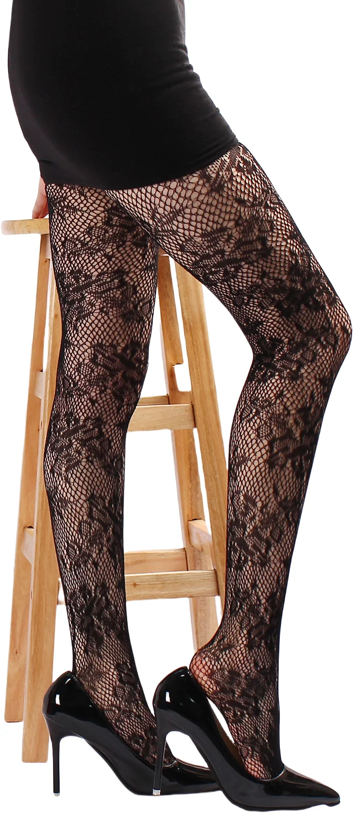 Trendy Women's Branches Patterned Colored Lace Fishnet Tights Y2K Branch with Leaves Pattern Red Fishnets Ladies Net Pantyhose