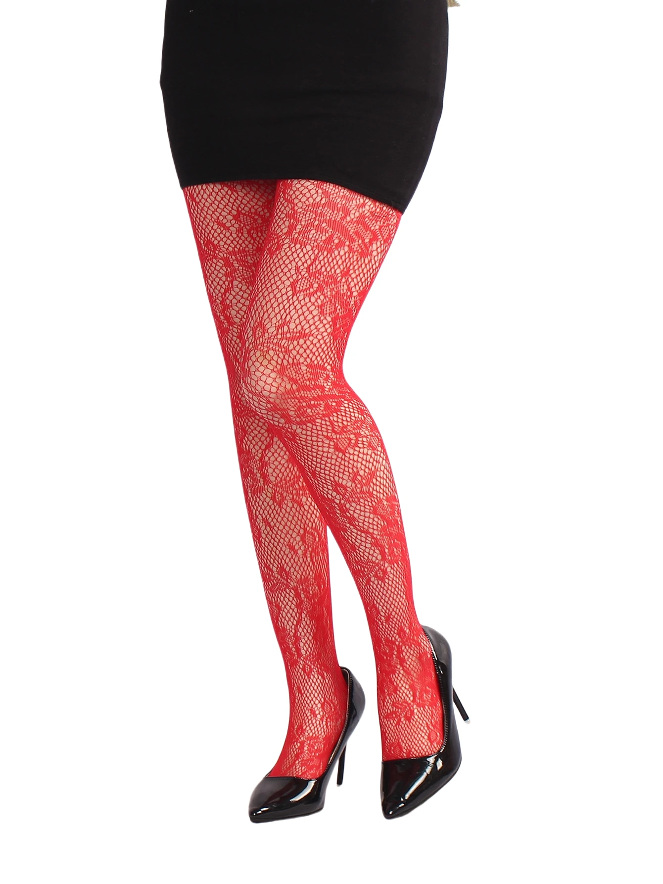 Trendy Women's Branches Patterned Colored Lace Fishnet Tights Y2K Branch with Leaves Pattern Red Fishnets Ladies Net Pantyhose