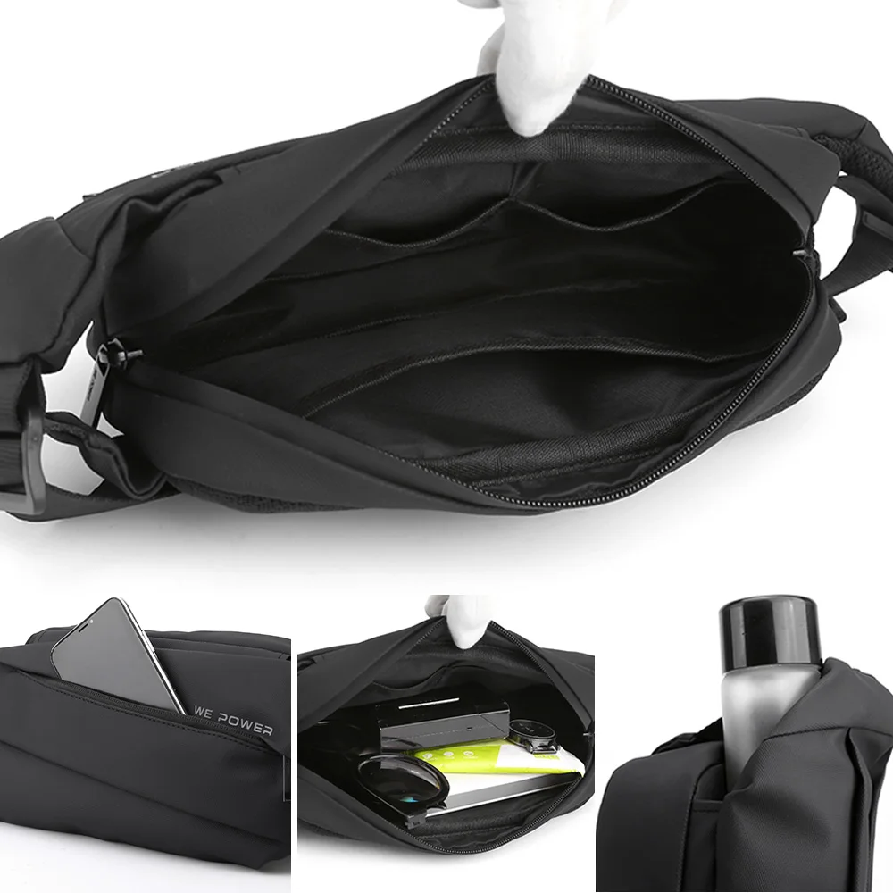 Men Fanny Pack Waist Belt Bag Waterproof Nylon Multi-purpose Travel Climb Sports Fashion Male Sling Chest Bum Hip Pack Bags