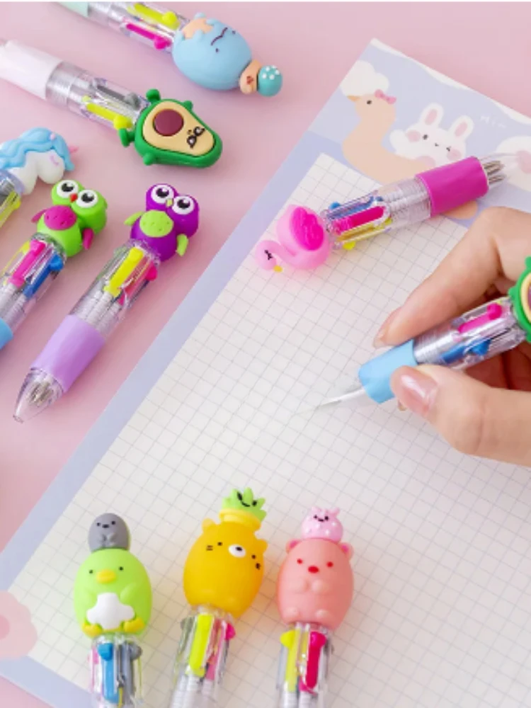 10/15/20Pcs/Lot Cute Cartoon 4 Color Mini Ballpoint Pen KawaiiUnicorn Flamingo Retractable Stationery Gift SchooOoffice Supplies