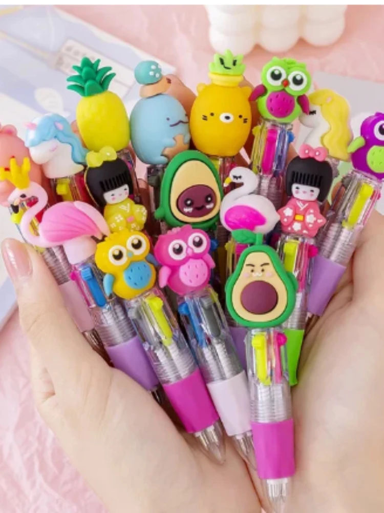 10/15/20Pcs/Lot Cute Cartoon 4 Color Mini Ballpoint Pen KawaiiUnicorn Flamingo Retractable Stationery Gift SchooOoffice Supplies
