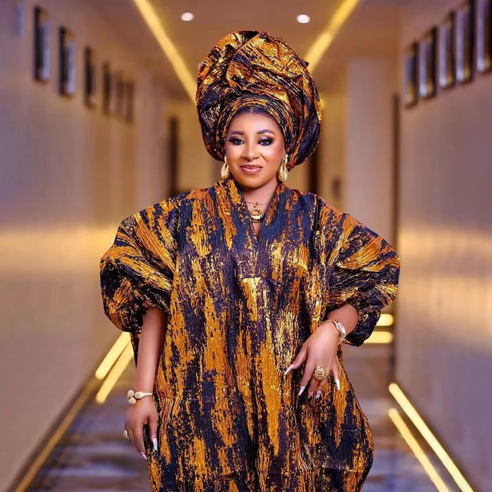 Recommend Luxury Women's Elegant Dress Jacquard Fabric African Woman Boubou Hooked Cloak Africa Clothing