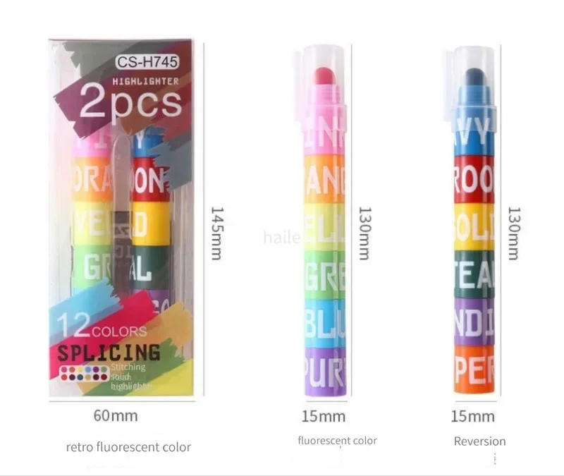12/6 Colors Rainbow Mini Splicing Highlighter Markers Pen Pastel Gel Office School Stationery Painting Mark Art Supplies