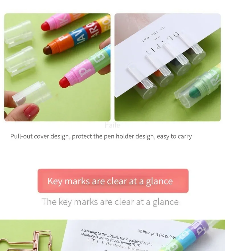 12/6 Colors Rainbow Mini Splicing Highlighter Markers Pen Pastel Gel Office School Stationery Painting Mark Art Supplies