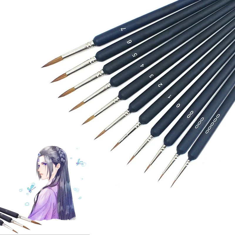 11/22pcs Miniature Hook Line Pen Art Detail Paint Brushes Set Nylon Hair Painting Brushes for Gouache Watercolor Oil Face Nail