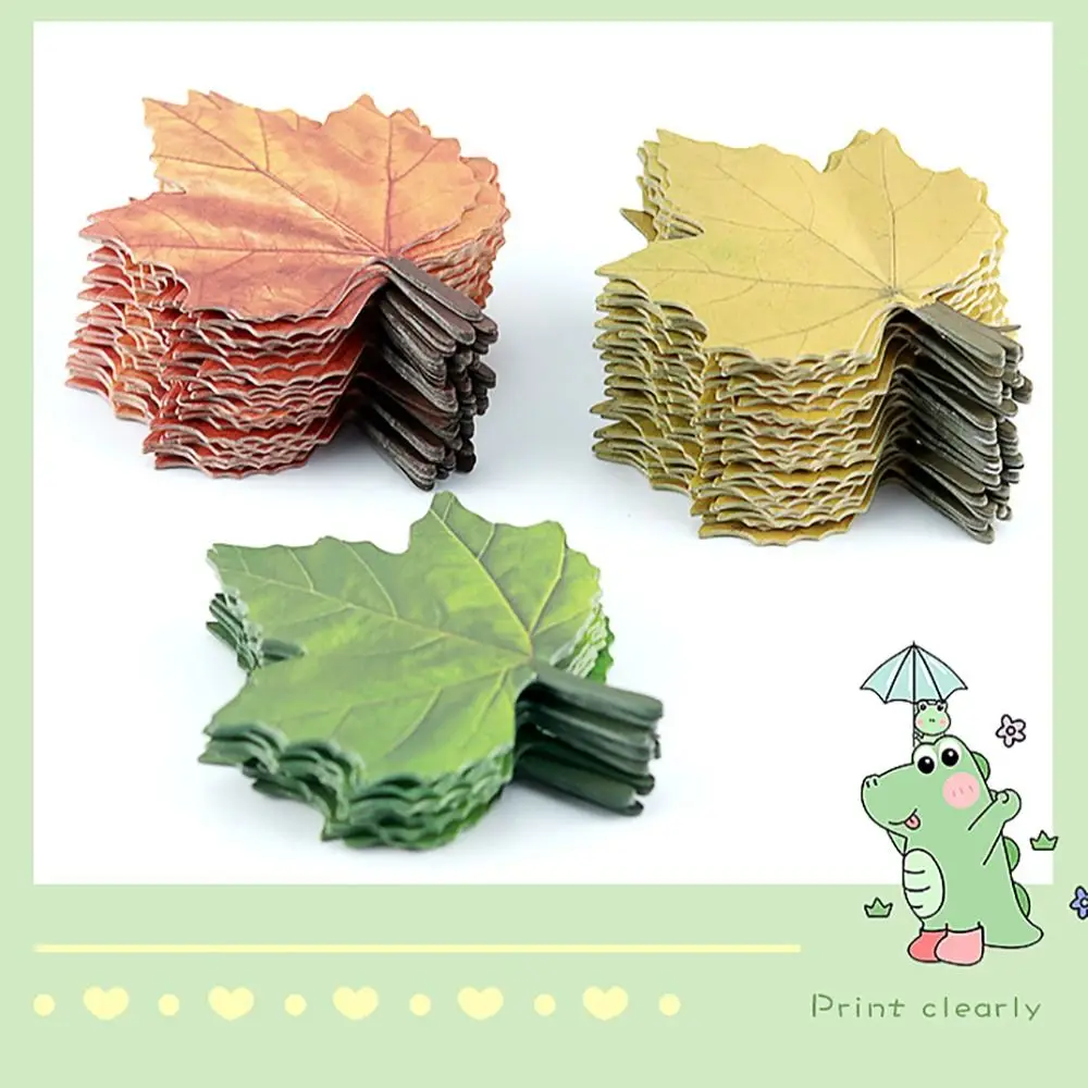50 Sheets Cartoon Maple Leaves Sticky Notes Sticker Memo Pad Planner Tearable Note Paper Stationery Office Supplies