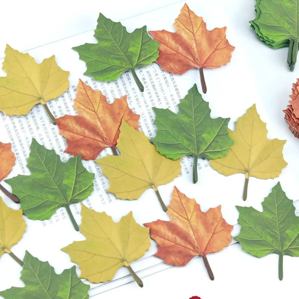 50 Sheets Cartoon Maple Leaves Sticky Notes Sticker Memo Pad Planner Tearable Note Paper Stationery Office Supplies