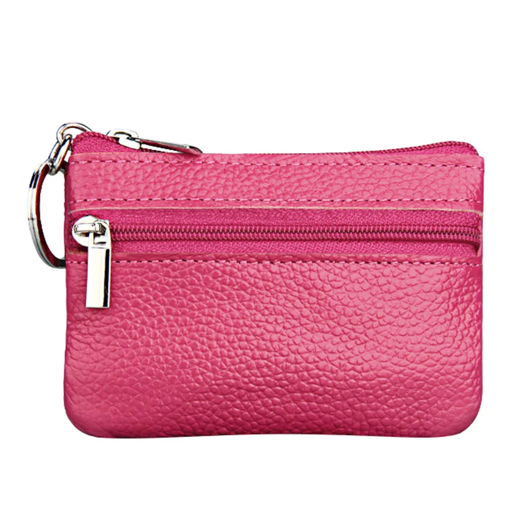 Women'S Small Change Money Bags Pocket Wallets With Key Ring Portable Functional Pouch Zipper Card Wallet Pu Coin Purses