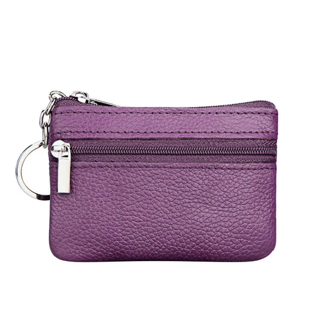 Women'S Small Change Money Bags Pocket Wallets With Key Ring Portable Functional Pouch Zipper Card Wallet Pu Coin Purses