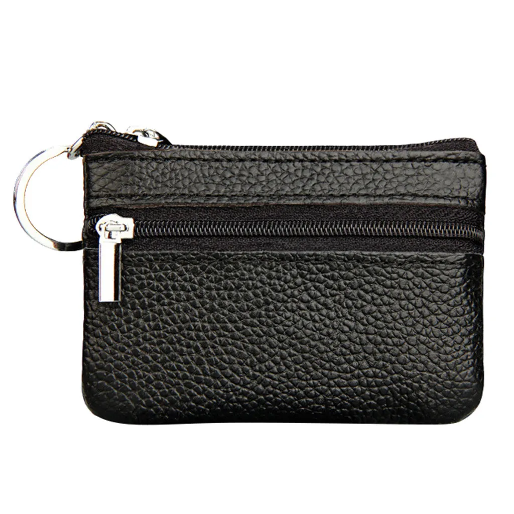 Women'S Small Change Money Bags Pocket Wallets With Key Ring Portable Functional Pouch Zipper Card Wallet Pu Coin Purses