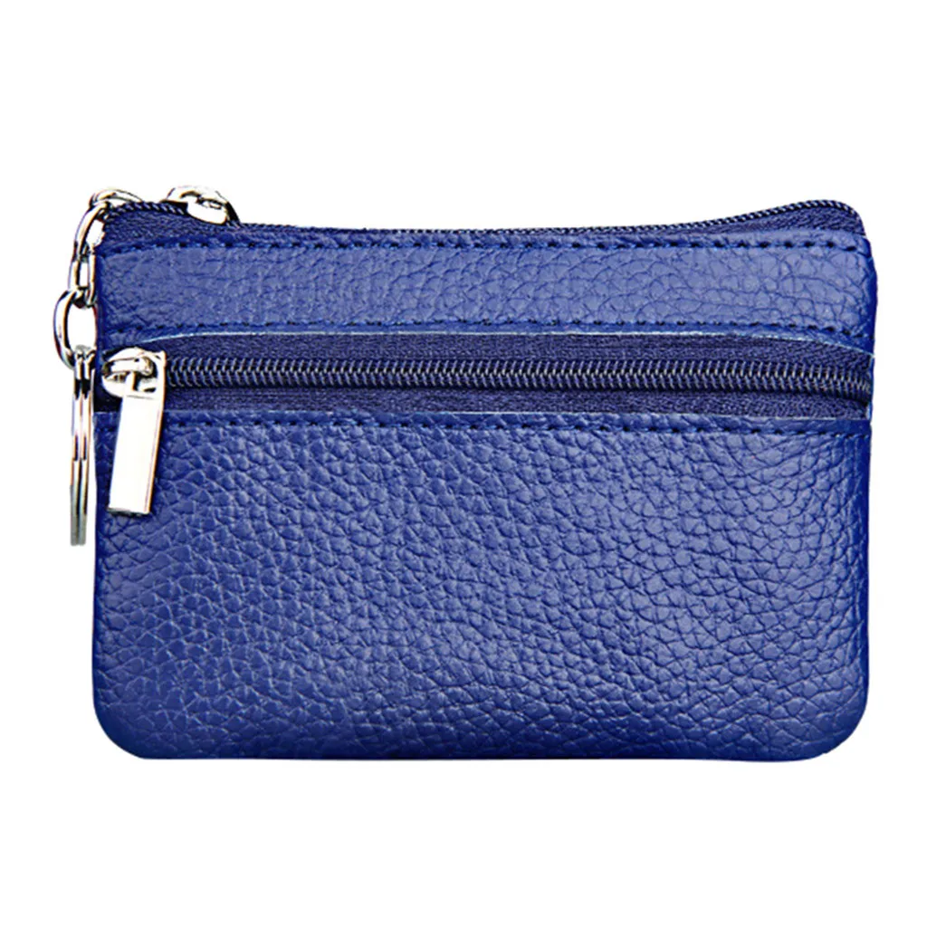 Women'S Small Change Money Bags Pocket Wallets With Key Ring Portable Functional Pouch Zipper Card Wallet Pu Coin Purses