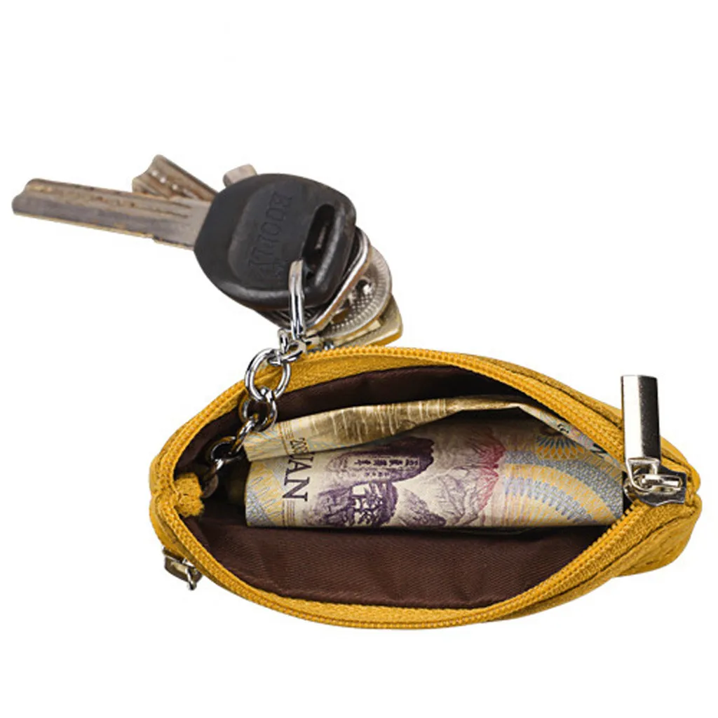 Women'S Small Change Money Bags Pocket Wallets With Key Ring Portable Functional Pouch Zipper Card Wallet Pu Coin Purses