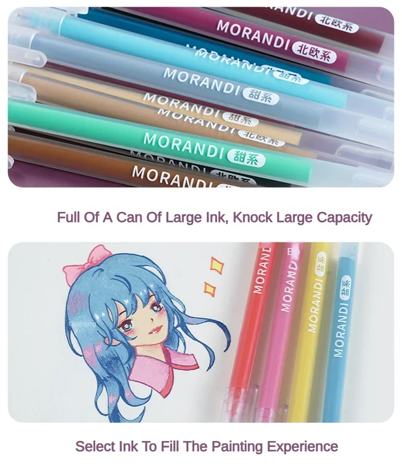Languo 198/6 PCS Drawing Highlighter Morandi Gel Pen Diary Scrapbook Painting DIY Gel Pen Office School Supplies Stationery