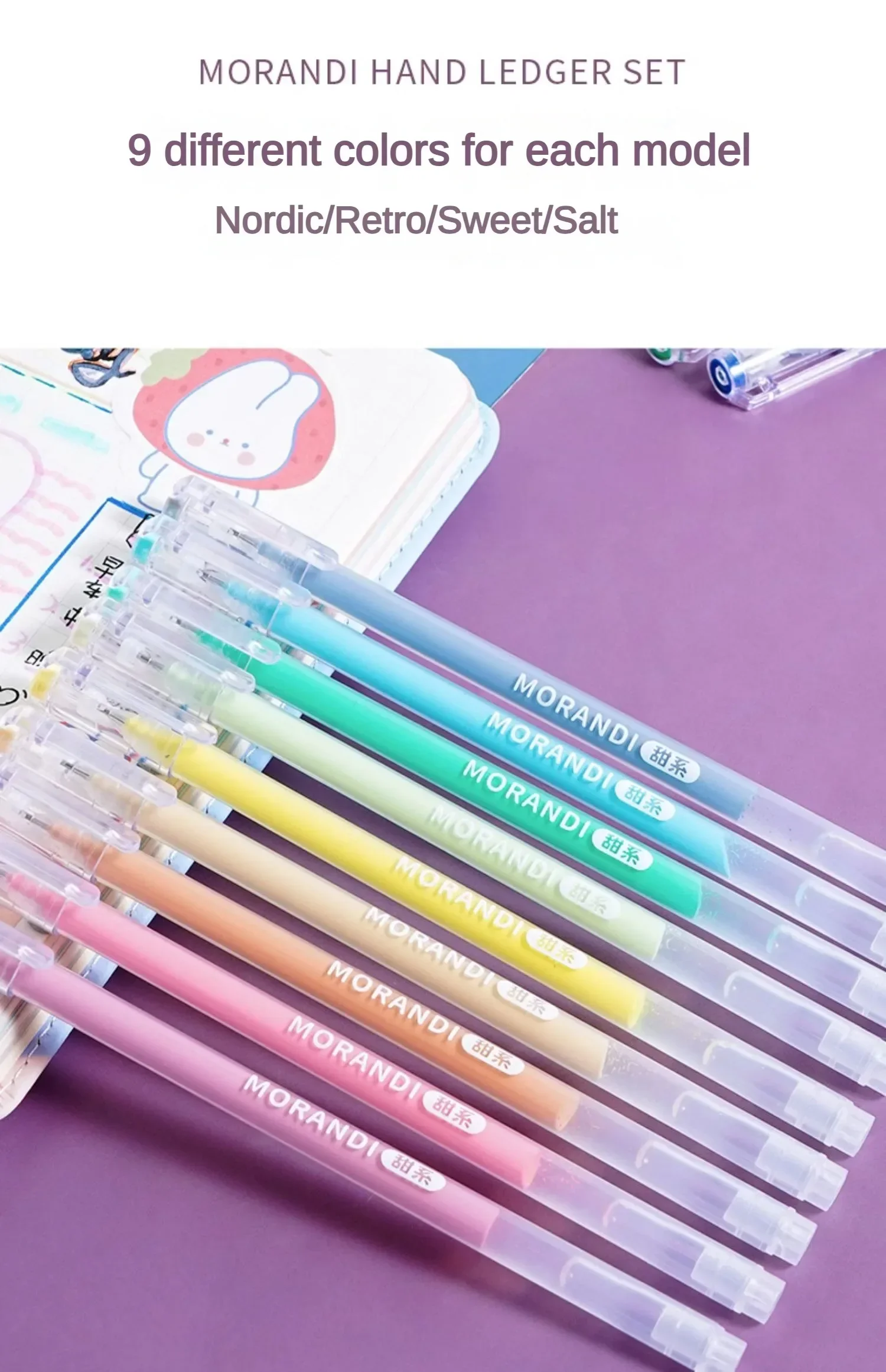 Languo 198/6 PCS Drawing Highlighter Morandi Gel Pen Diary Scrapbook Painting DIY Gel Pen Office School Supplies Stationery