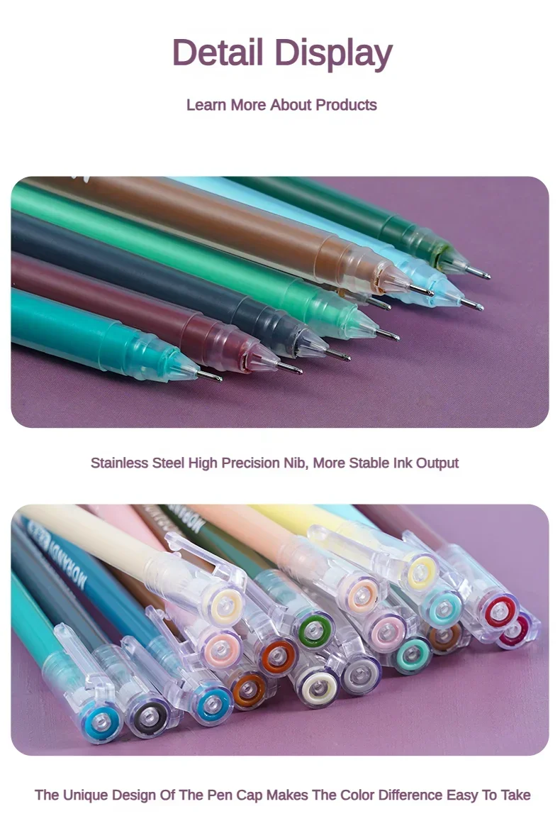 Languo 198/6 PCS Drawing Highlighter Morandi Gel Pen Diary Scrapbook Painting DIY Gel Pen Office School Supplies Stationery