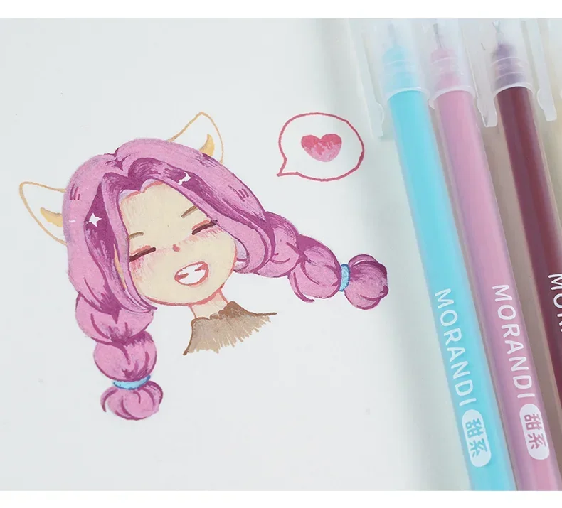 Languo 198/6 PCS Drawing Highlighter Morandi Gel Pen Diary Scrapbook Painting DIY Gel Pen Office School Supplies Stationery