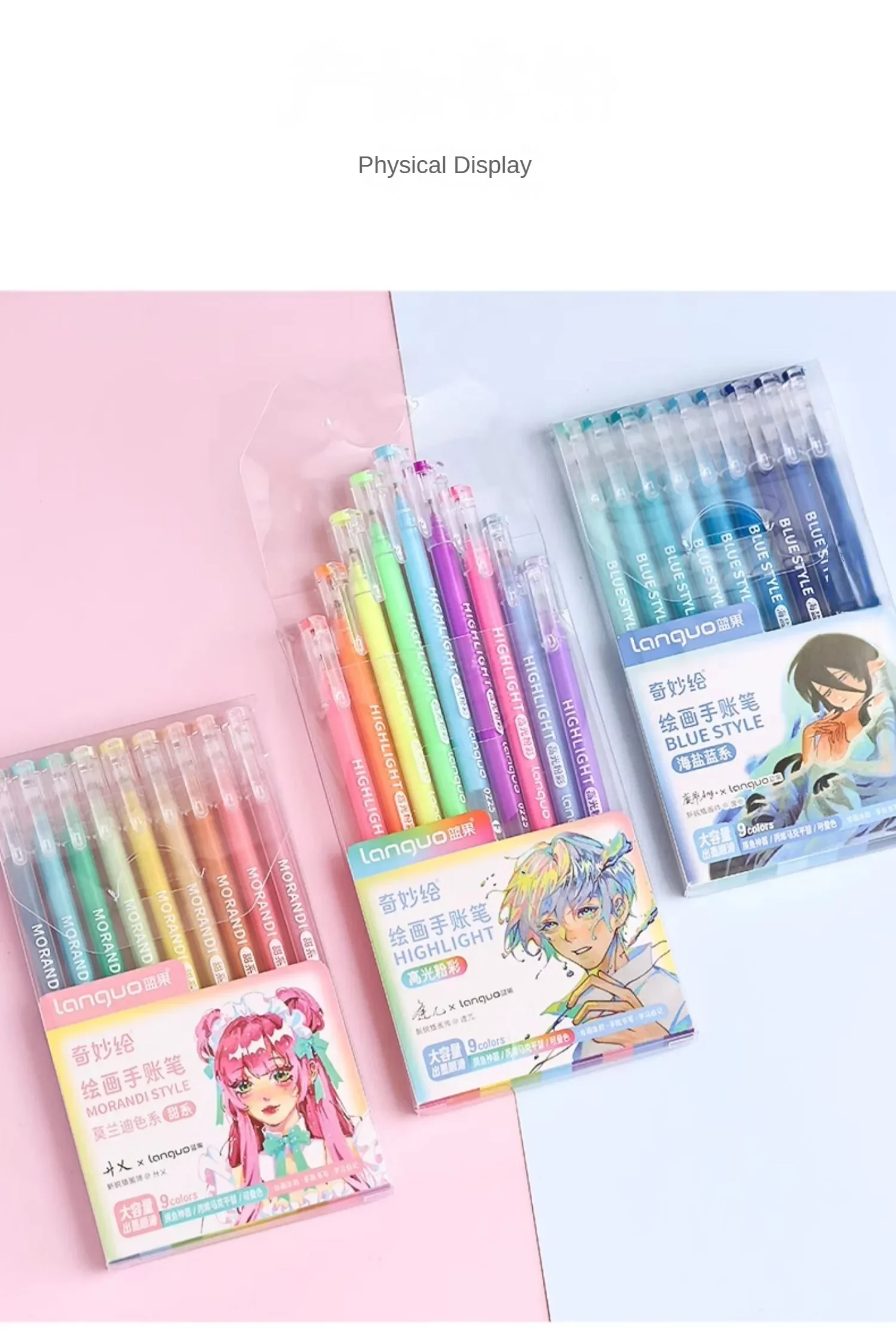 Languo 198/6 PCS Drawing Highlighter Morandi Gel Pen Diary Scrapbook Painting DIY Gel Pen Office School Supplies Stationery