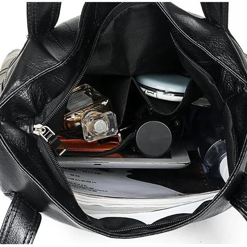PU Zipper High Quality Women's Shoulder Bag 2024 Soft Faced Large Capacity Fashionable Commuting Women's Shoulder Bag
