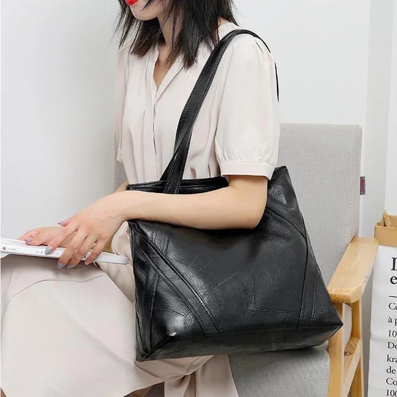 PU Zipper High Quality Women's Shoulder Bag 2024 Soft Faced Large Capacity Fashionable Commuting Women's Shoulder Bag