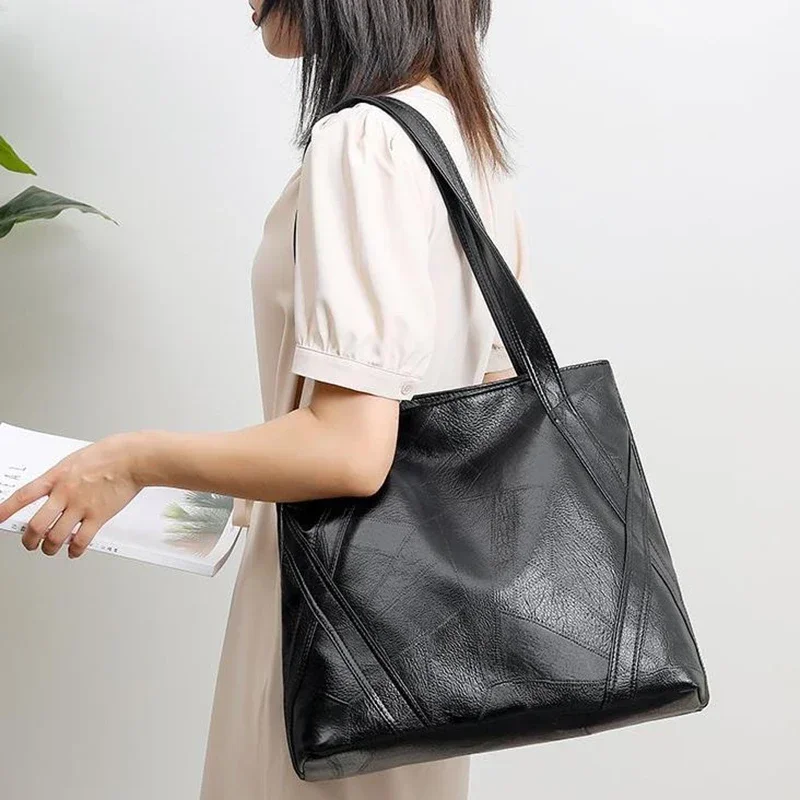 PU Zipper High Quality Women's Shoulder Bag 2024 Soft Faced Large Capacity Fashionable Commuting Women's Shoulder Bag