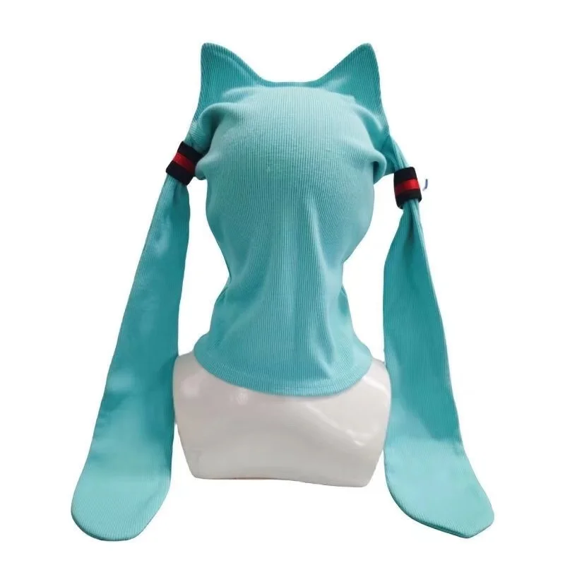 Funny Anime Cat Ear Knitted Face Mask Cosplay Cute Knitted Hats Halloween Party Costumes Accessory Funny Full Face Helmet