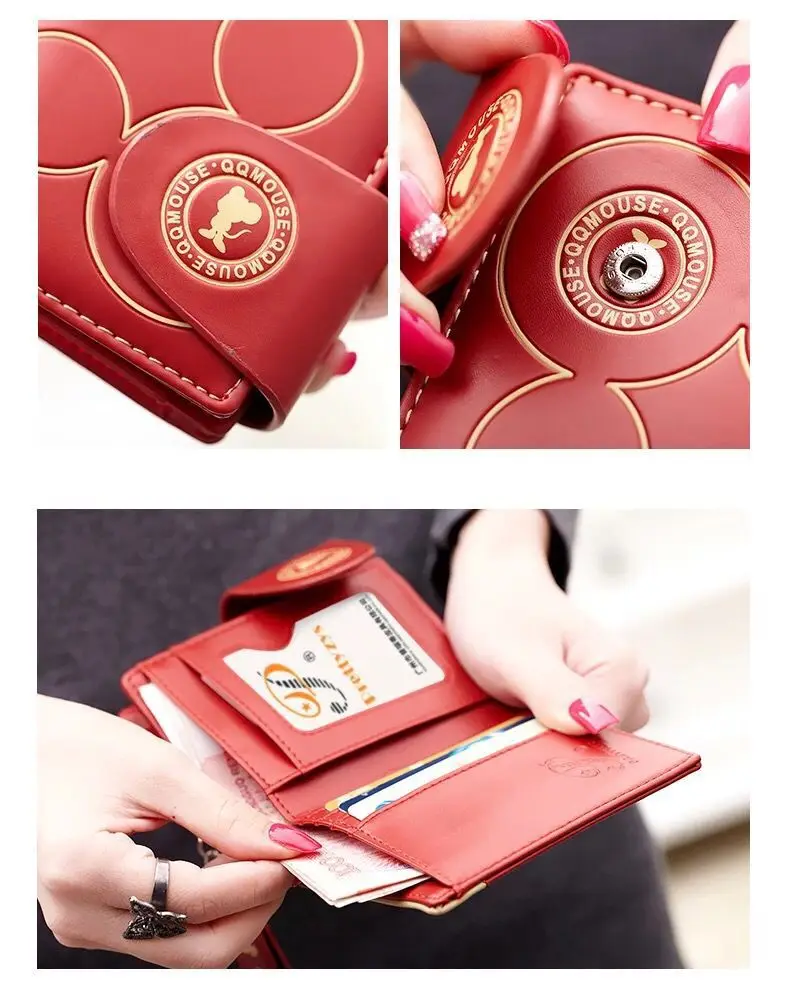 Explosion-style Women's Short Wallet Korean PU Leather Cute cartoon Student Zipper Handbag Multi-Card Folding Daily Pocket Walle
