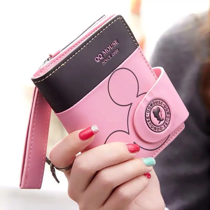 Explosion-style Women's Short Wallet Korean PU Leather Cute cartoon Student Zipper Handbag Multi-Card Folding Daily Pocket Walle