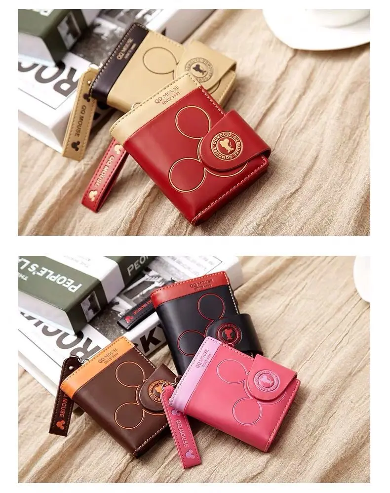 Explosion-style Women's Short Wallet Korean PU Leather Cute cartoon Student Zipper Handbag Multi-Card Folding Daily Pocket Walle