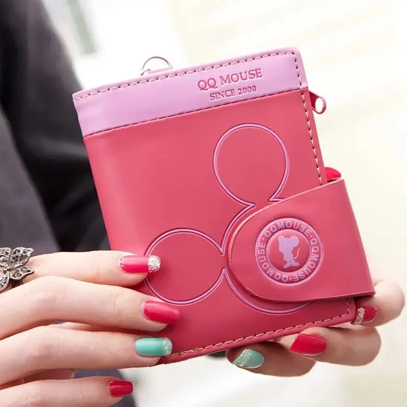 Explosion-style Women's Short Wallet Korean PU Leather Cute cartoon Student Zipper Handbag Multi-Card Folding Daily Pocket Walle