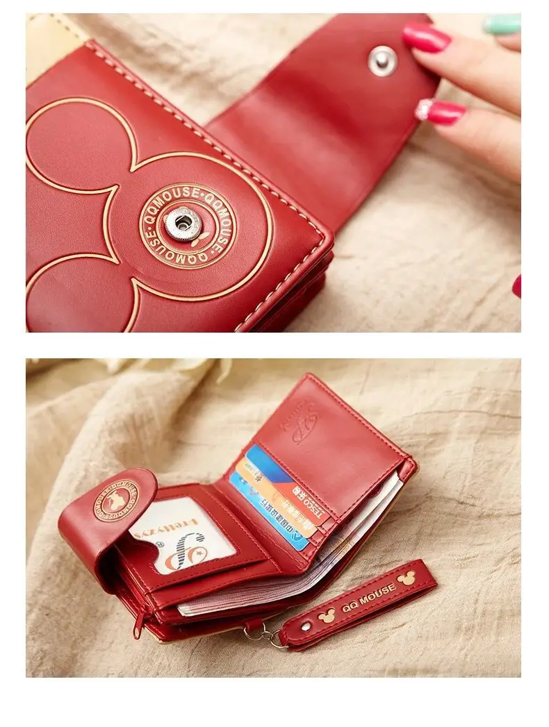 Explosion-style Women's Short Wallet Korean PU Leather Cute cartoon Student Zipper Handbag Multi-Card Folding Daily Pocket Walle