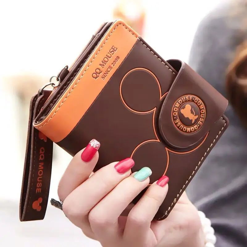 Explosion-style Women's Short Wallet Korean PU Leather Cute cartoon Student Zipper Handbag Multi-Card Folding Daily Pocket Walle