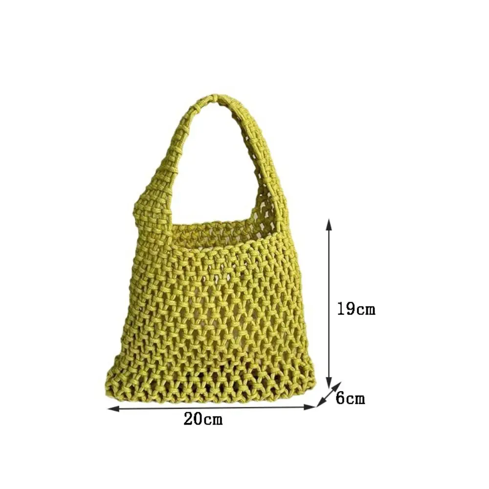 Personality Handmade Knitted Handbag Cotton Rope Hollowout Woven One-shoulder Pouch Large Capacity Colorful Underarm Bag Work