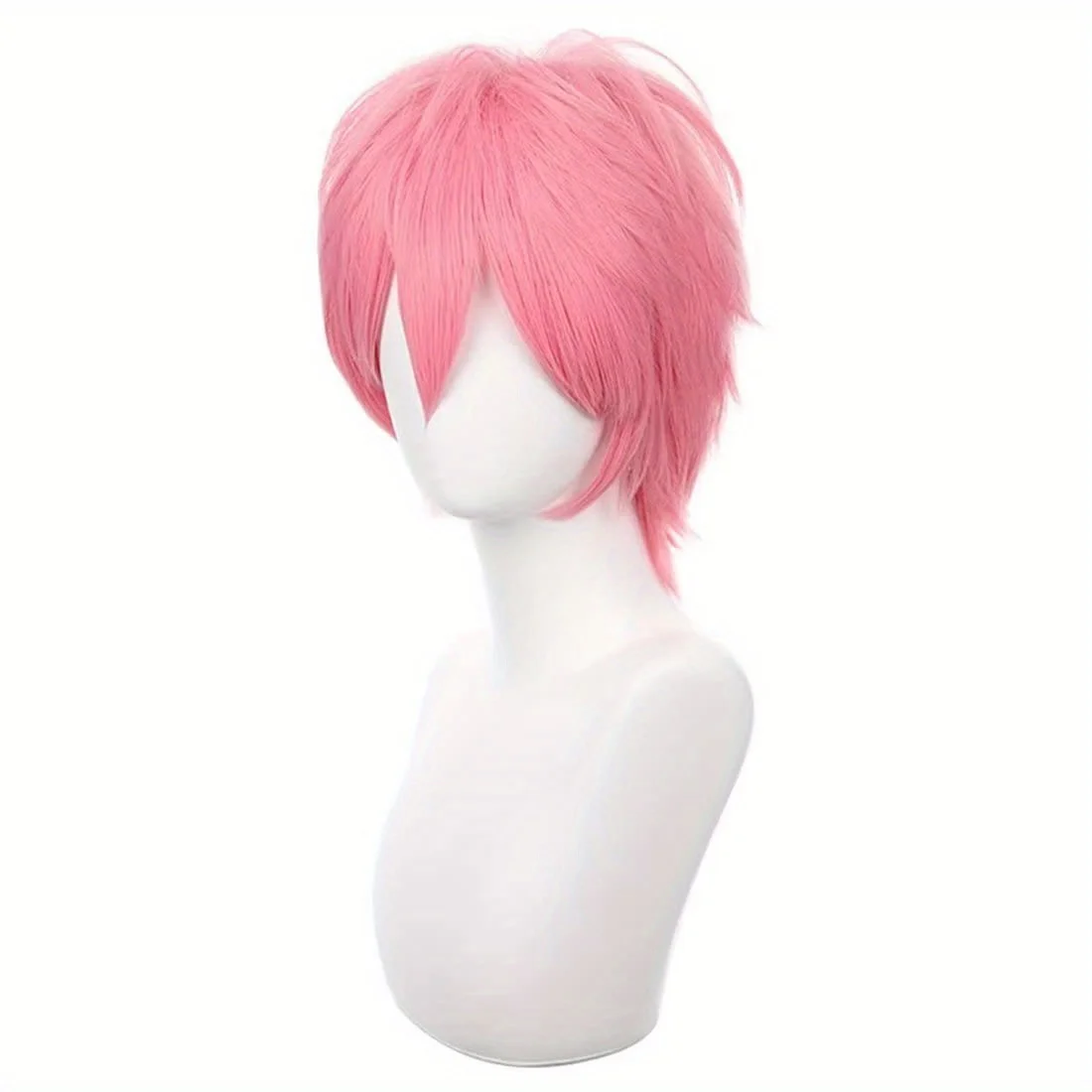 Short Pink Cosplay Wig Short Spiky Fluffy Heat Resistant Layered Synthetic Hair Men Women Halloween Party Wig