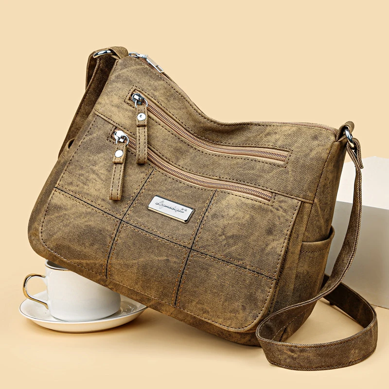 Women's Canvas Shoulder Bag Fashion Multi-functional Outdoor Shoulder Bag Women's Commuter Large Capacity Shoulder Bag Crossbody