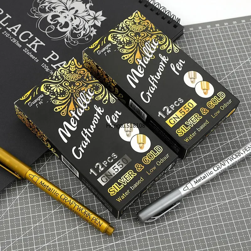 1/2Pc Brush Metallic Marker Pens Gold Silver Permanent Art Markers for Crafts Manga Scrapbooking Stationery School Art Supplies