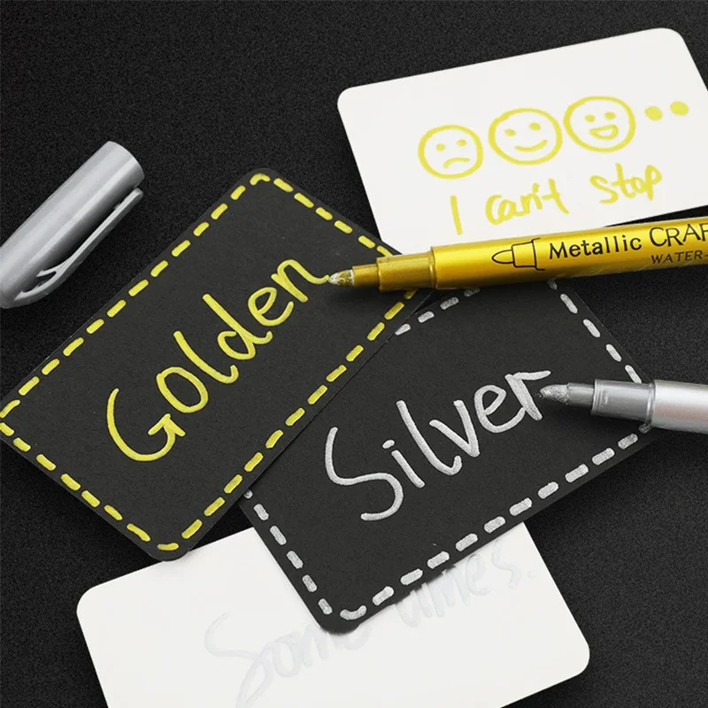 1/2Pc Brush Metallic Marker Pens Gold Silver Permanent Art Markers for Crafts Manga Scrapbooking Stationery School Art Supplies