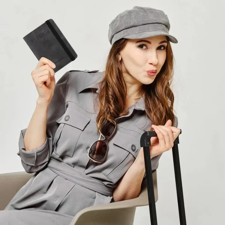 RFID Blocking Leather Card Case Passport Holder Cover Wallet Travel Accessories for Women Men