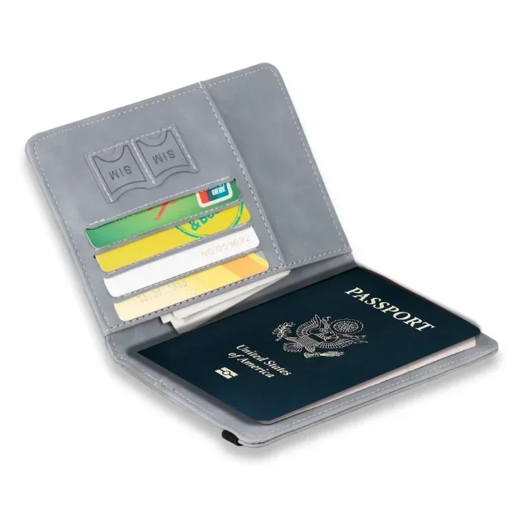 RFID Blocking Leather Card Case Passport Holder Cover Wallet Travel Accessories for Women Men